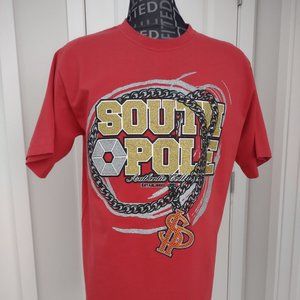 SOUTH POLE Mens Red T-shirt Size Large 100% Cotton